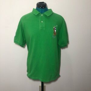Polo by Ralph Lauren Men Polo Dress Shirt Size XL Green Short Sleeves